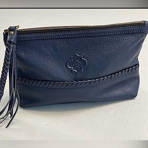 OrYANY NAVY BLUE LEATHER TASSEL LEATHER CLUTCH BAG